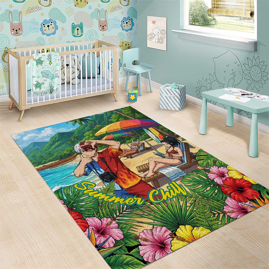 Shoto Todoroki Summer Chill Area Rug Tropical Anime Leisure Scene