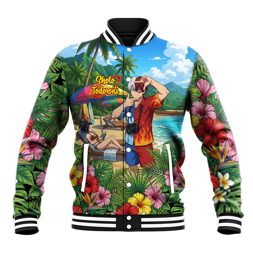 Shoto Todoroki Summer Chill Baseball Jacket Tropical Anime Leisure Scene
