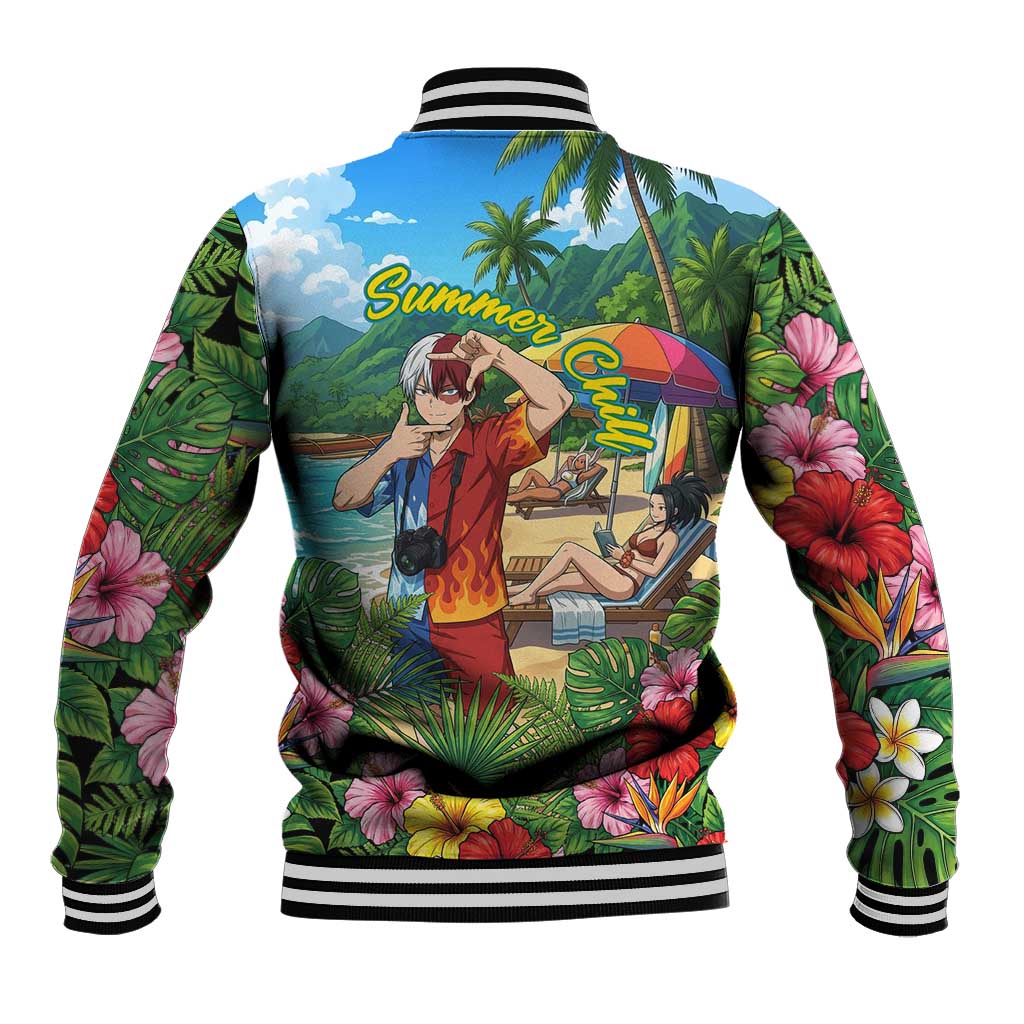 Shoto Todoroki Summer Chill Baseball Jacket Tropical Anime Leisure Scene