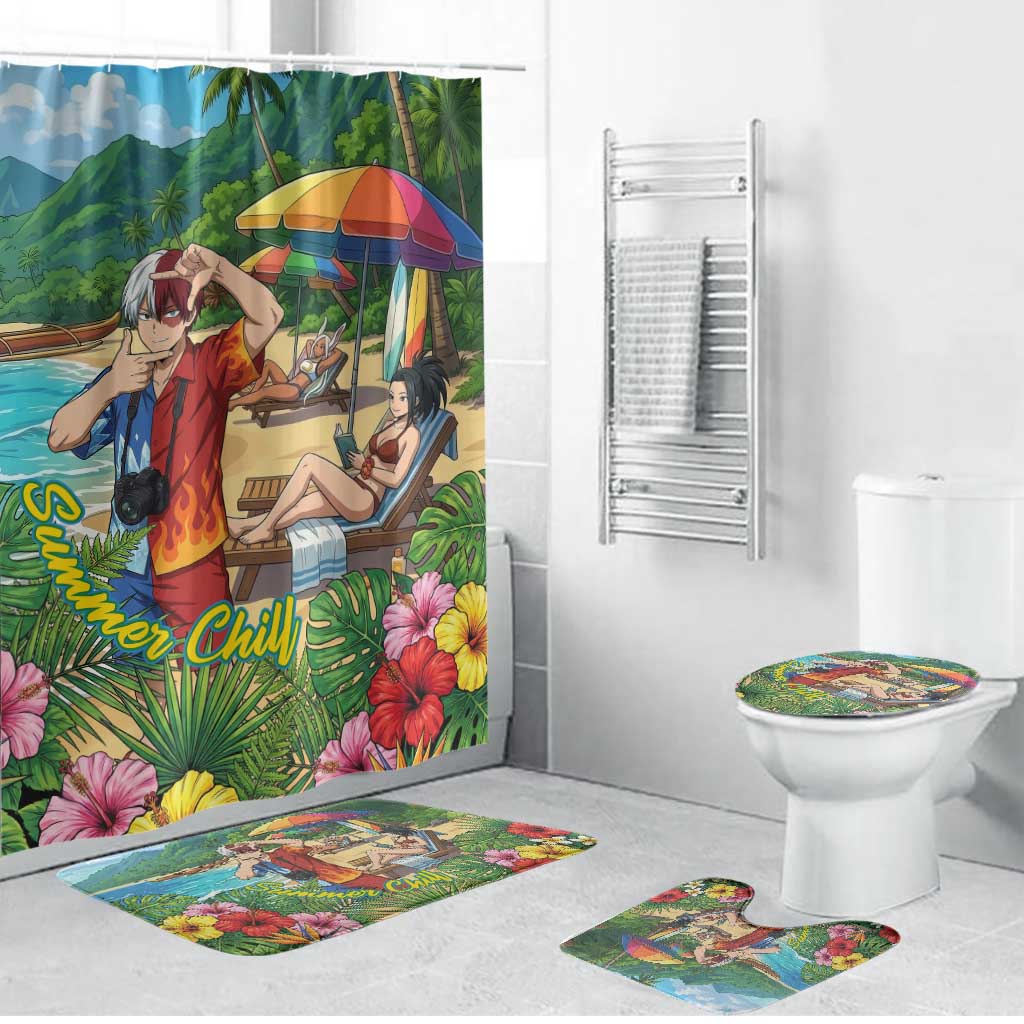 Shoto Todoroki Summer Chill Bathroom Set Tropical Anime Leisure Scene
