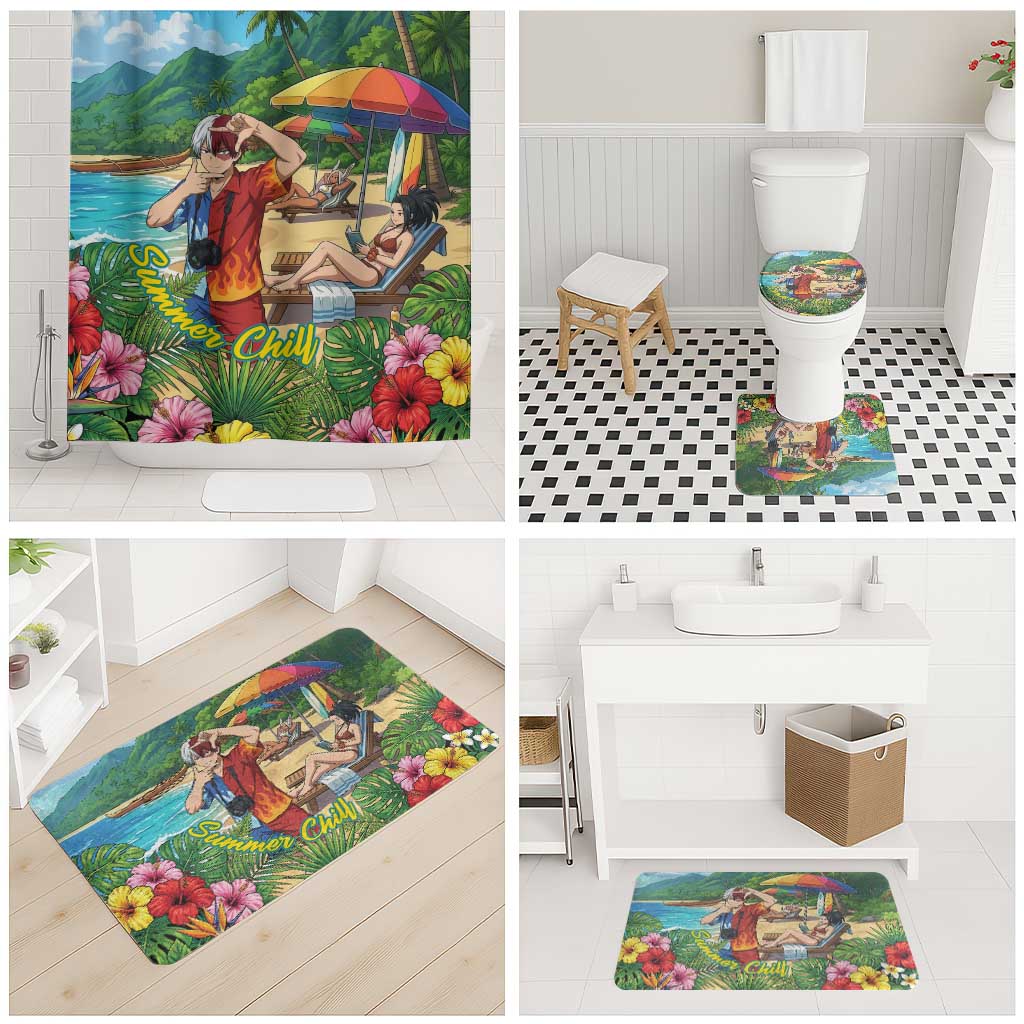 Shoto Todoroki Summer Chill Bathroom Set Tropical Anime Leisure Scene