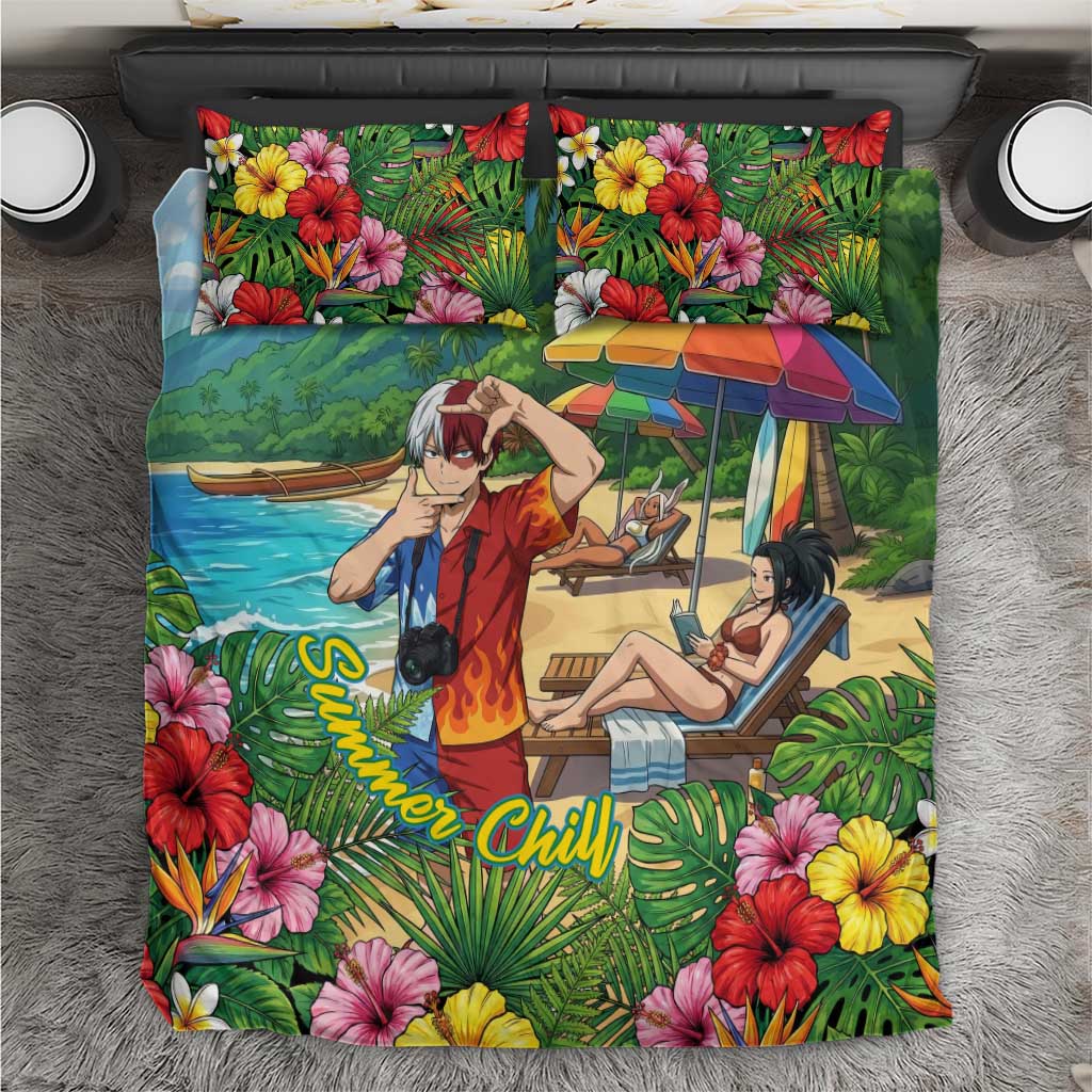 Shoto Todoroki Summer Chill Bedding Set Tropical Anime Leisure Scene