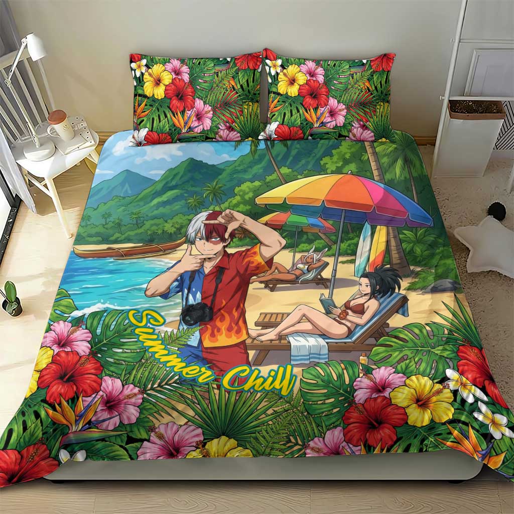Shoto Todoroki Summer Chill Bedding Set Tropical Anime Leisure Scene