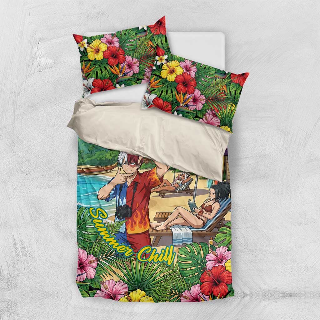 Shoto Todoroki Summer Chill Bedding Set Tropical Anime Leisure Scene