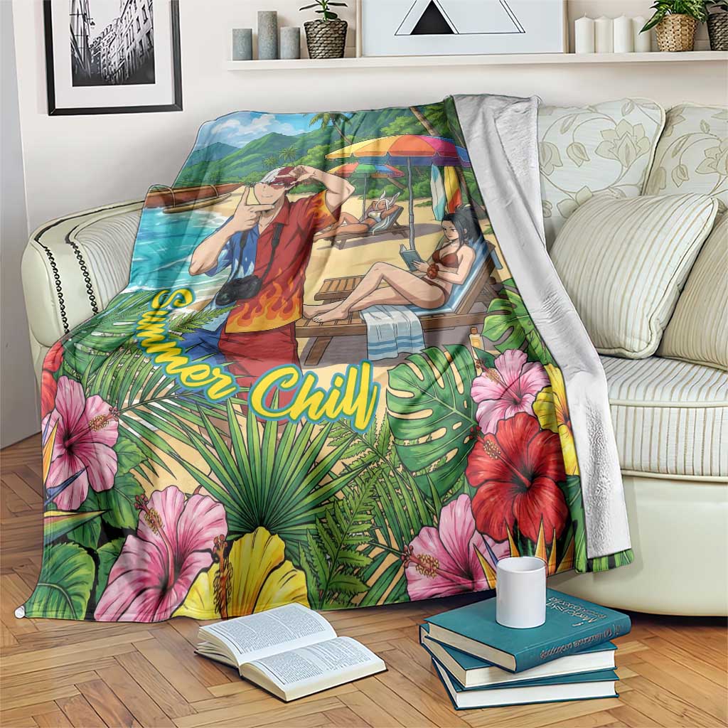 Shoto Todoroki Summer Chill Blanket Tropical Anime Leisure Scene