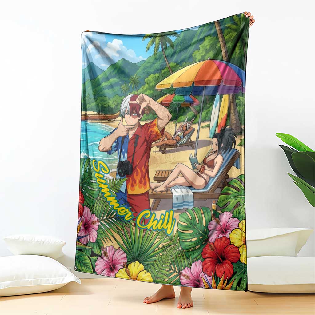 Shoto Todoroki Summer Chill Blanket Tropical Anime Leisure Scene