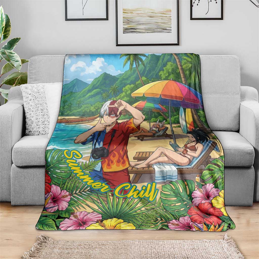 Shoto Todoroki Summer Chill Blanket Tropical Anime Leisure Scene