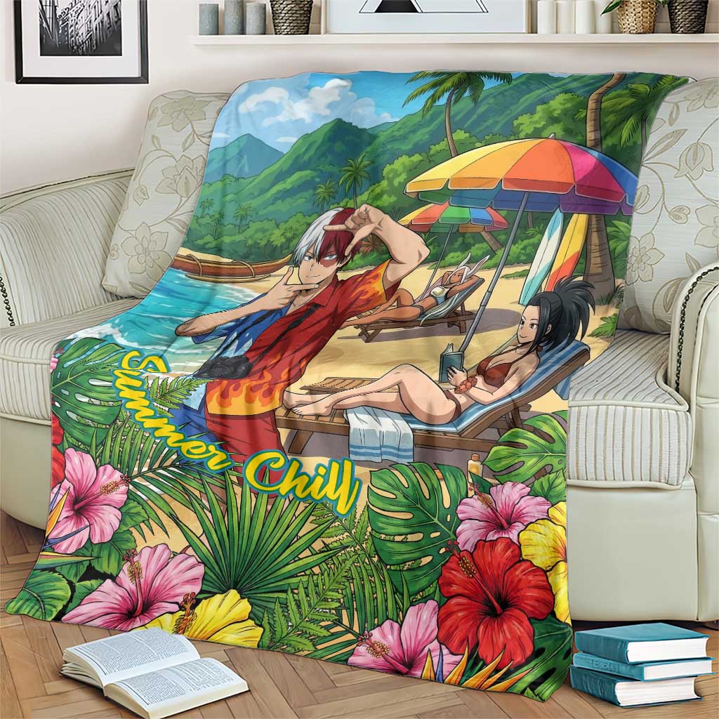 Shoto Todoroki Summer Chill Blanket Tropical Anime Leisure Scene