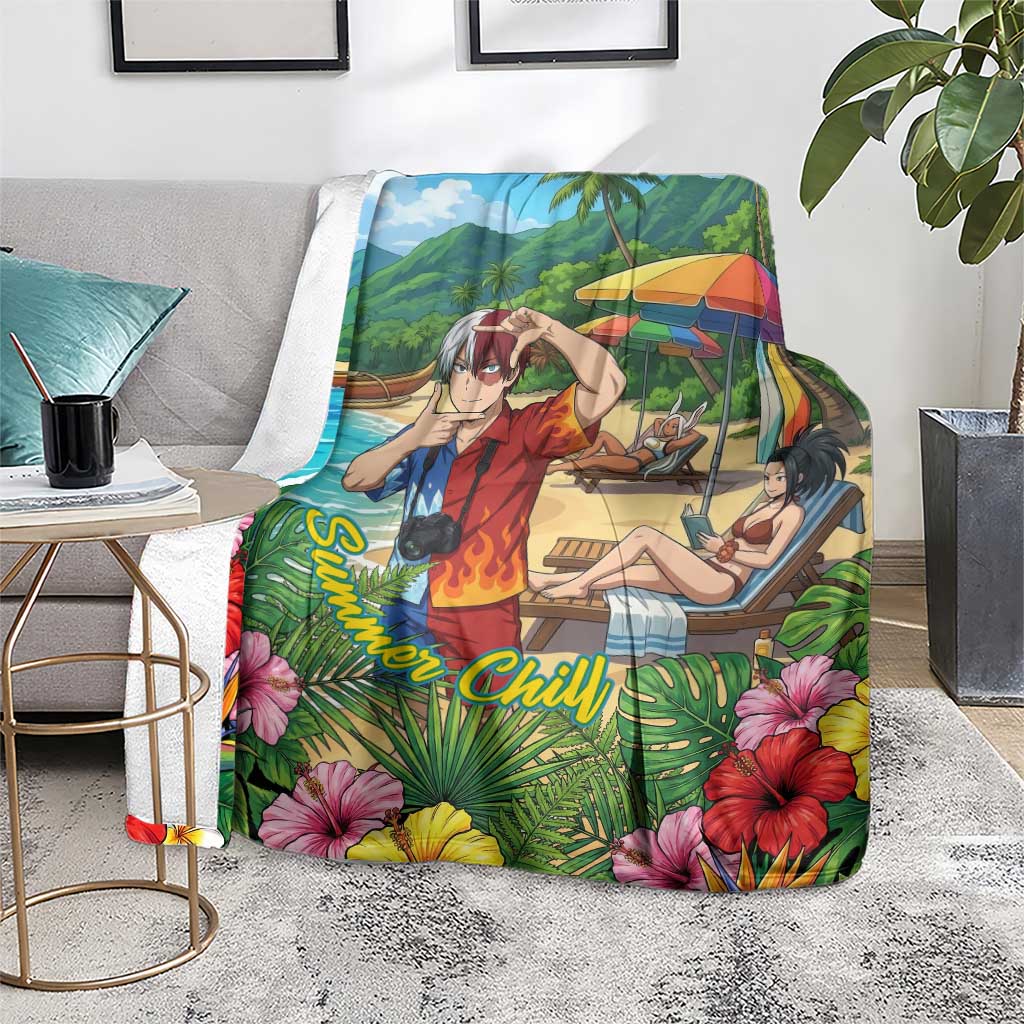 Shoto Todoroki Summer Chill Blanket Tropical Anime Leisure Scene