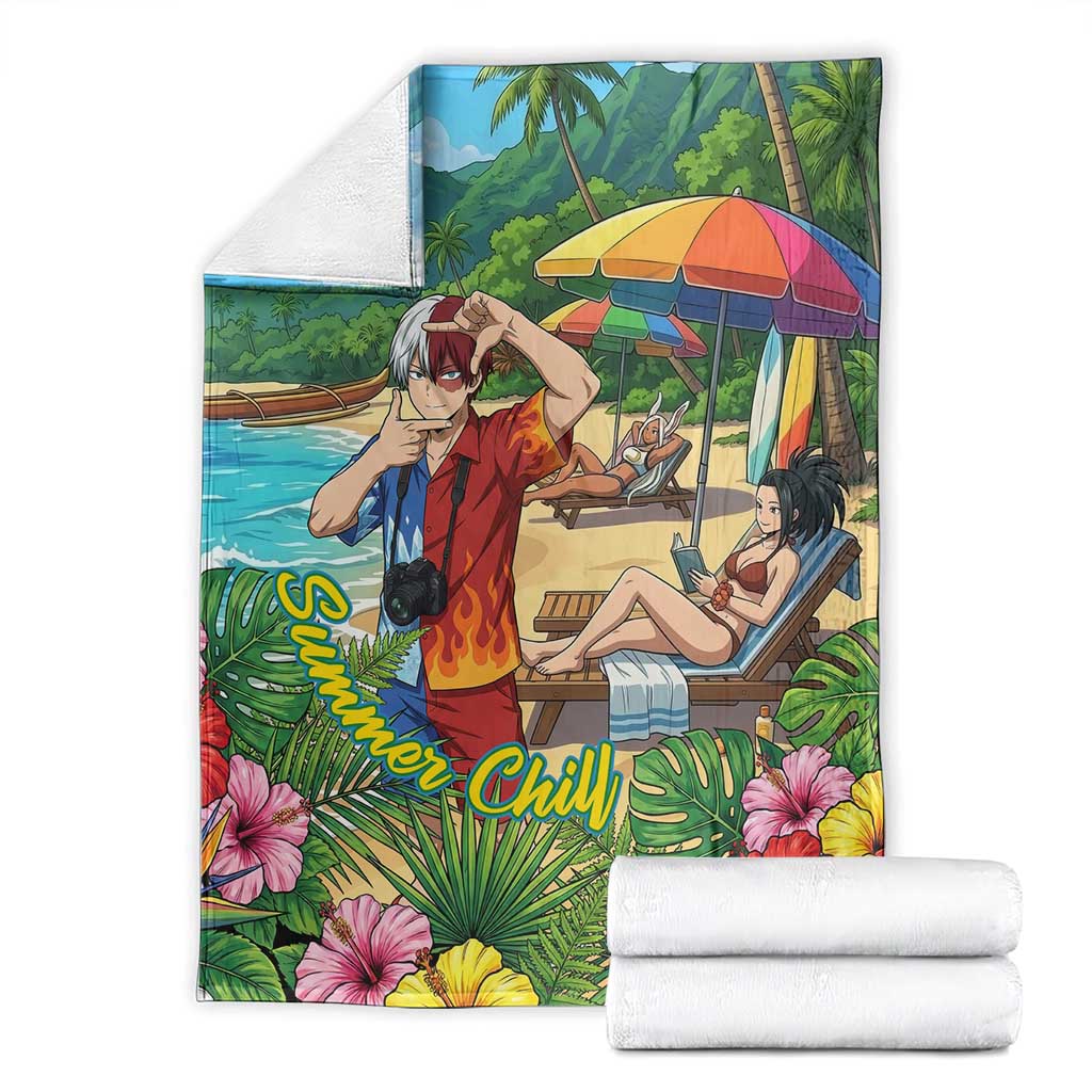 Shoto Todoroki Summer Chill Blanket Tropical Anime Leisure Scene