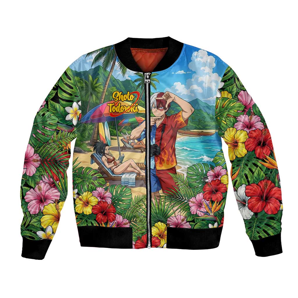 Shoto Todoroki Summer Chill Bomber Jacket Tropical Anime Leisure Scene