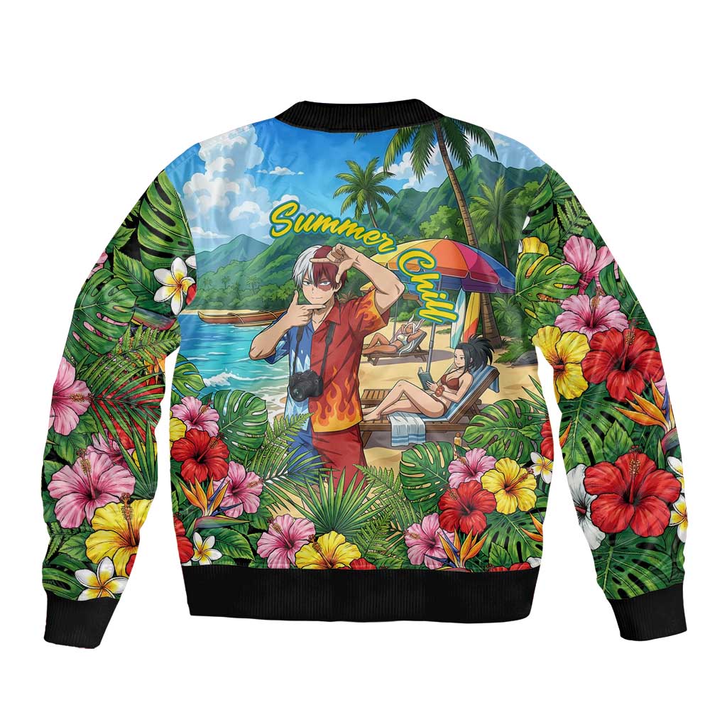 Shoto Todoroki Summer Chill Bomber Jacket Tropical Anime Leisure Scene