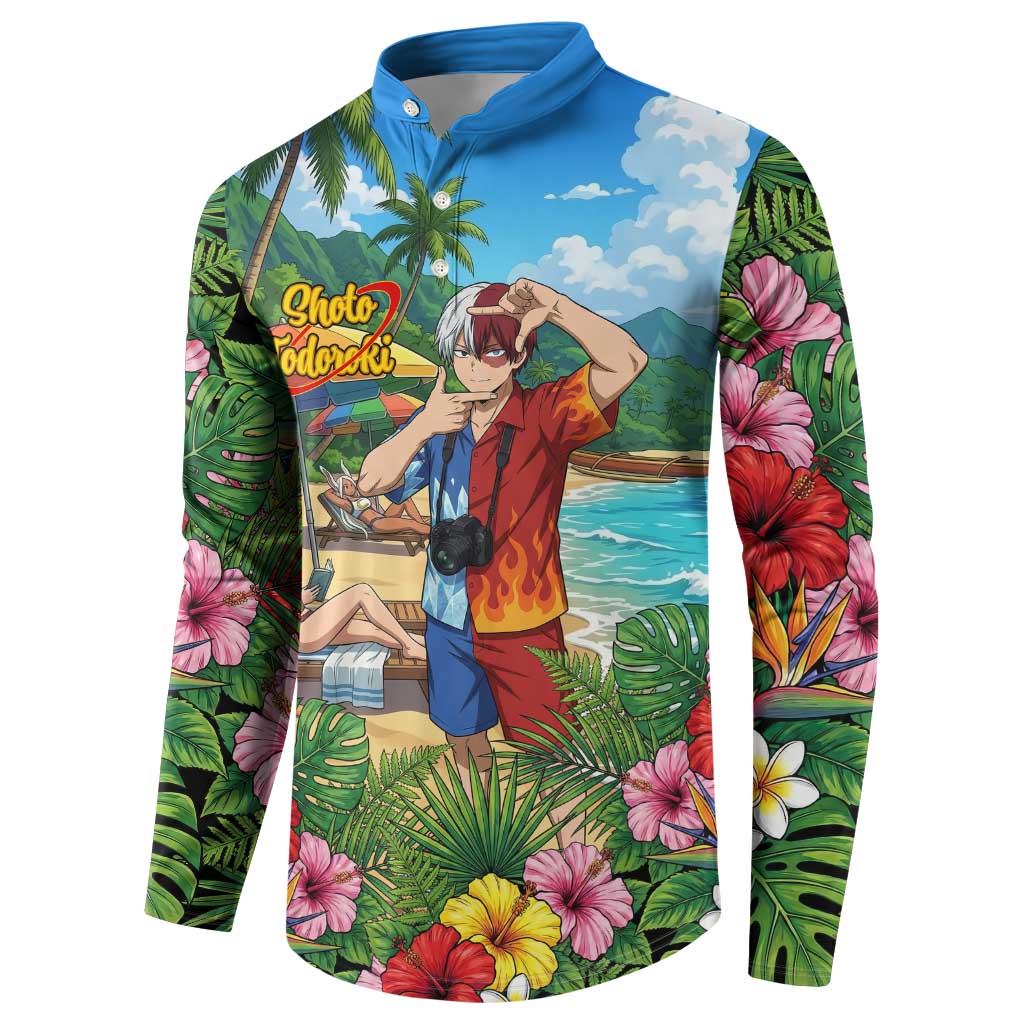 Shoto Todoroki Summer Chill Button Sweatshirt Tropical Anime Leisure Scene