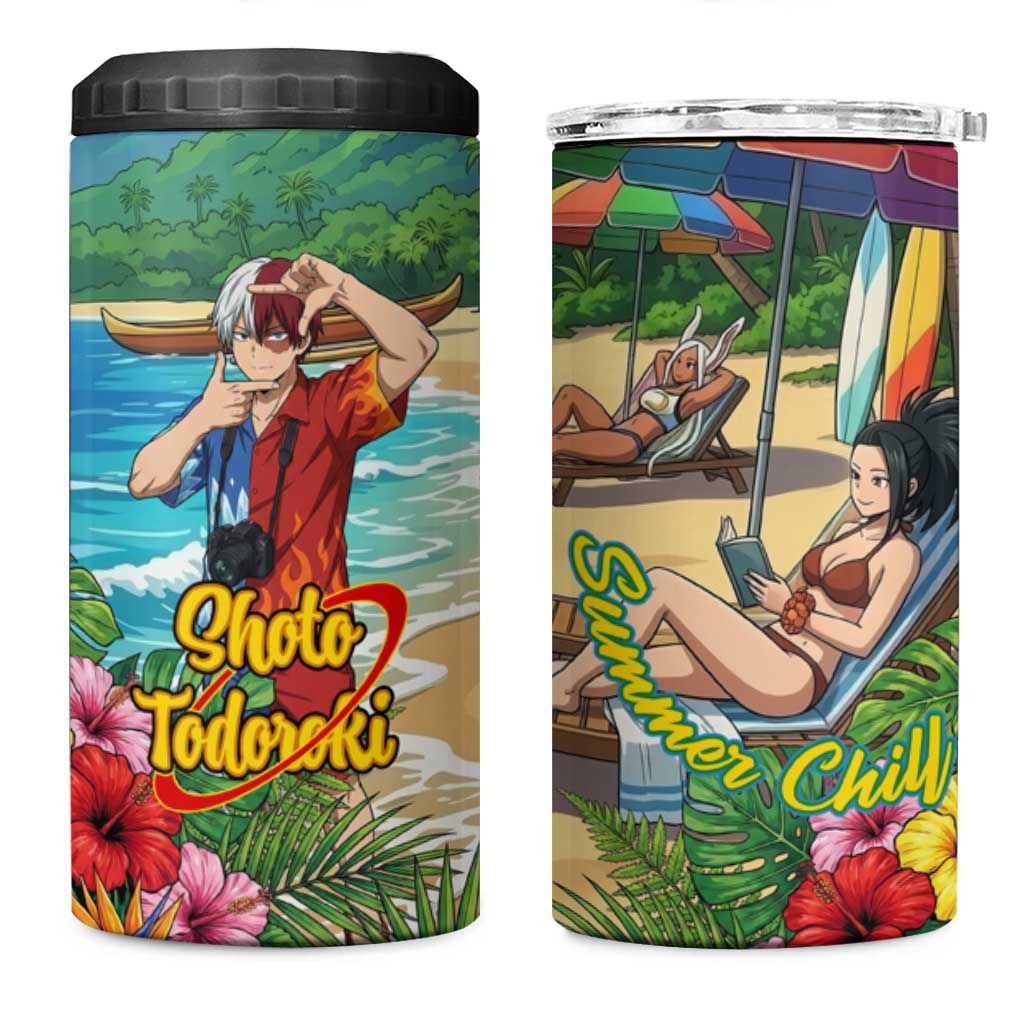 Shoto Todoroki Summer Chill 4 in 1 Can Cooler Tumbler Tropical Anime Leisure Scene