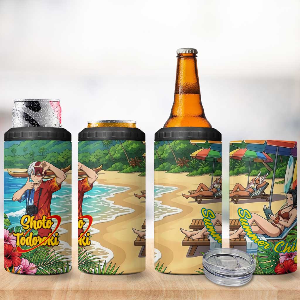 Shoto Todoroki Summer Chill 4 in 1 Can Cooler Tumbler Tropical Anime Leisure Scene