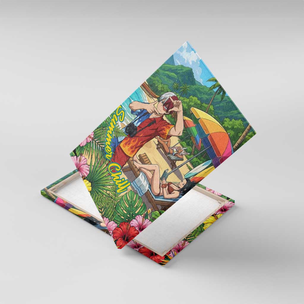 Shoto Todoroki Summer Chill Canvas Wall Art Tropical Anime Leisure Scene