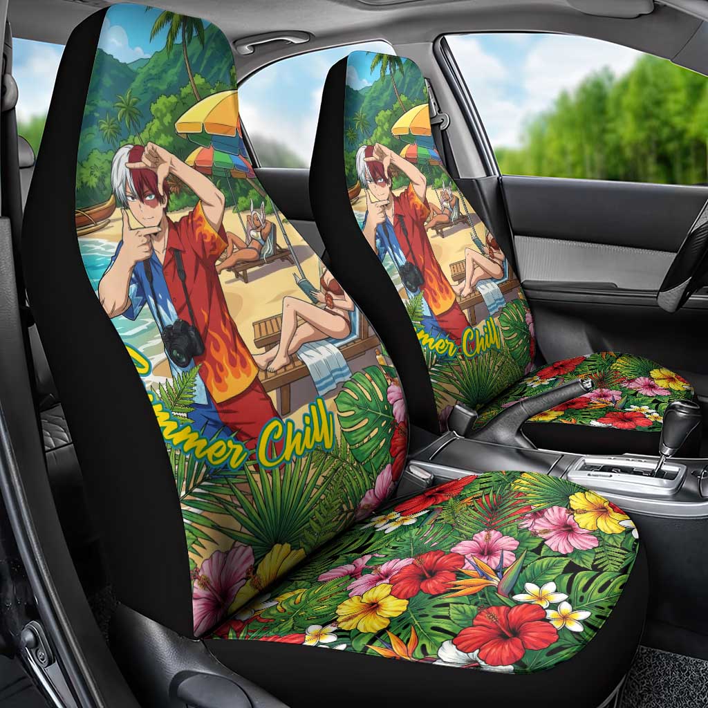 Shoto Todoroki Summer Chill Car Seat Cover Tropical Anime Leisure Scene