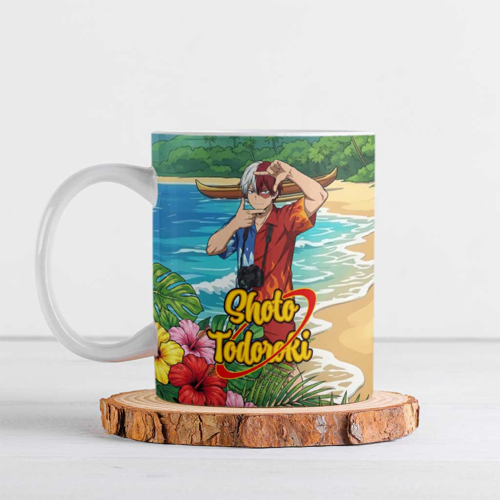 Shoto Todoroki Summer Chill Ceramic Mug Tropical Anime Leisure Scene