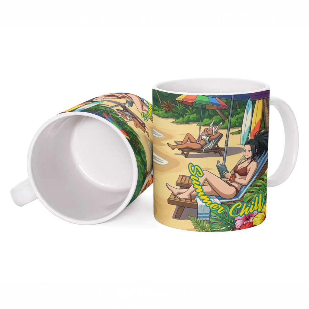 Shoto Todoroki Summer Chill Ceramic Mug Tropical Anime Leisure Scene