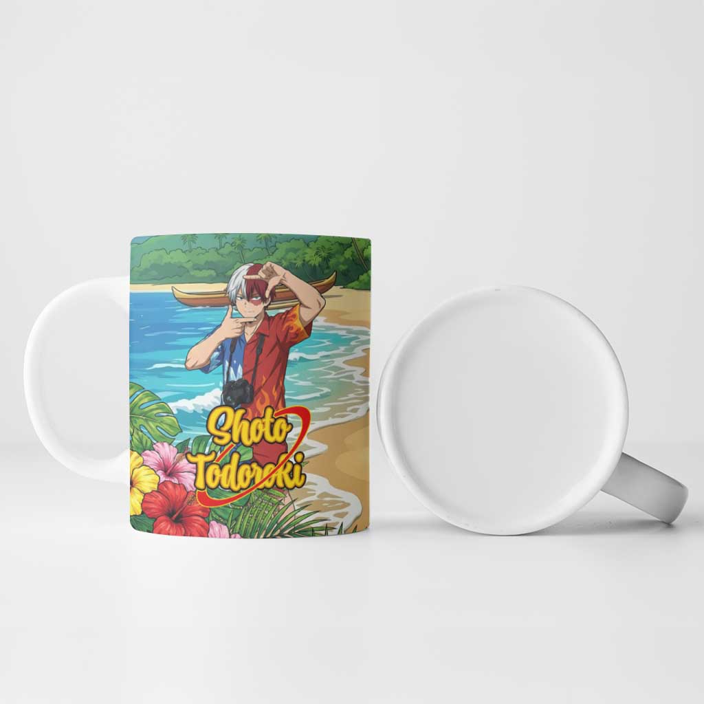 Shoto Todoroki Summer Chill Ceramic Mug Tropical Anime Leisure Scene