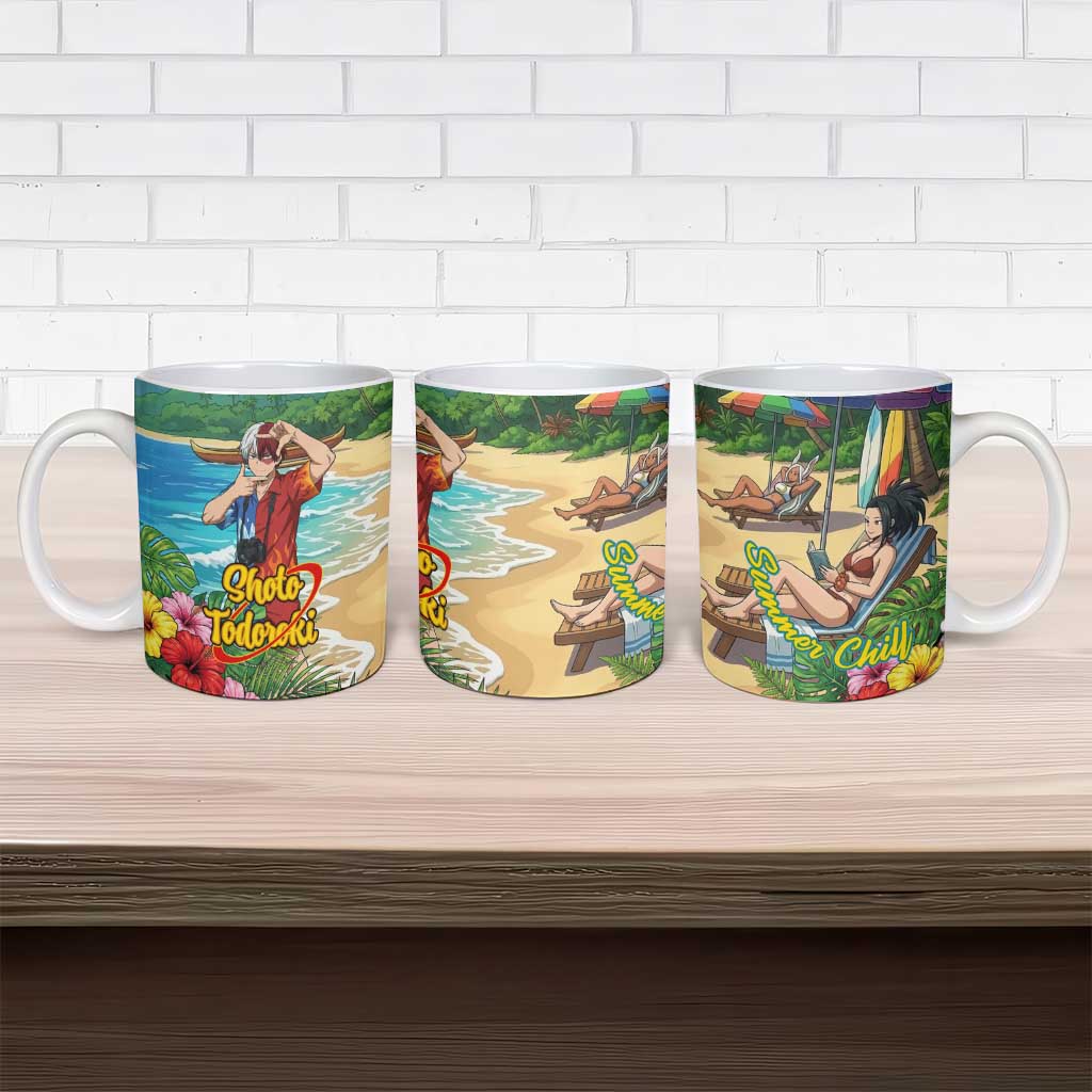 Shoto Todoroki Summer Chill Ceramic Mug Tropical Anime Leisure Scene