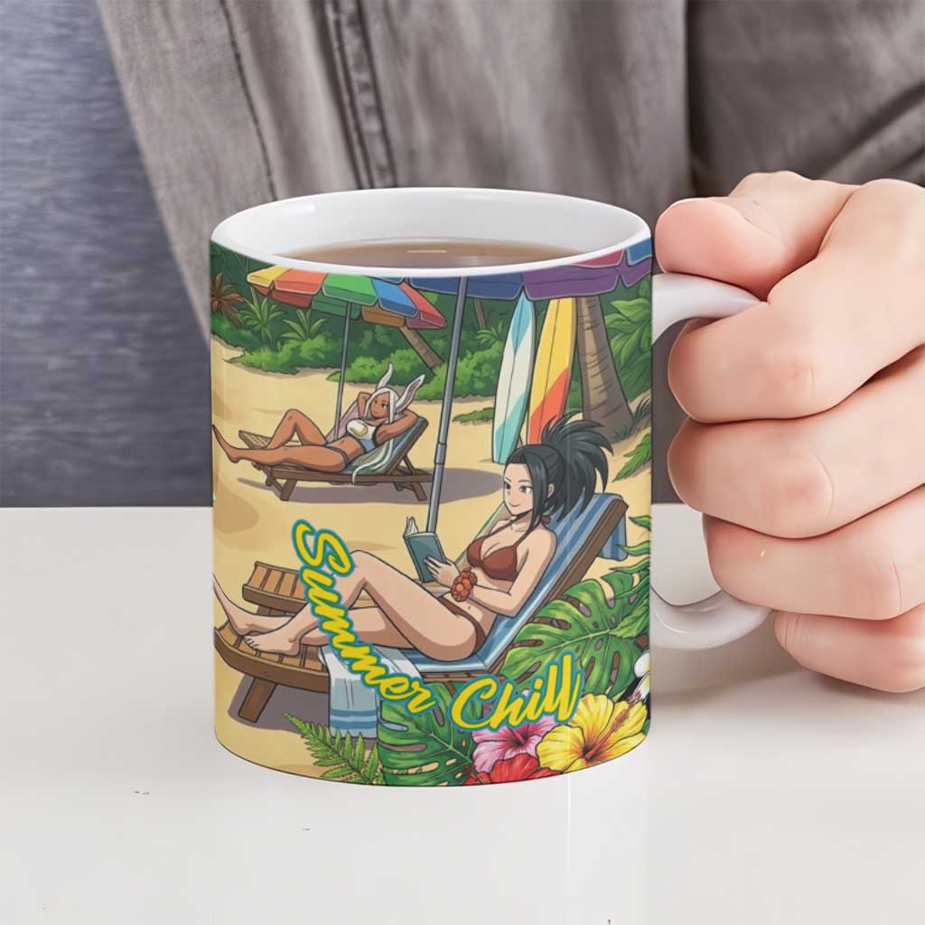 Shoto Todoroki Summer Chill Ceramic Mug Tropical Anime Leisure Scene