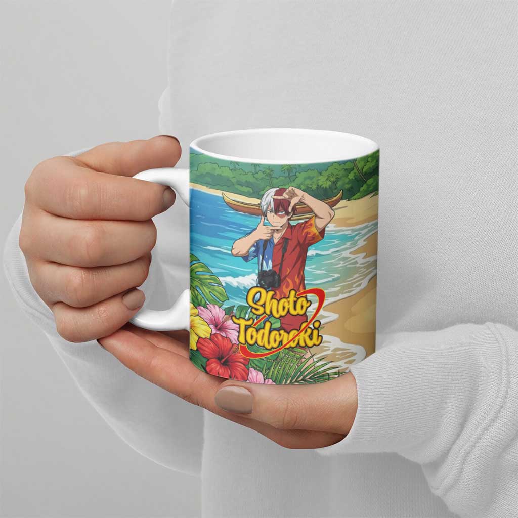 Shoto Todoroki Summer Chill Ceramic Mug Tropical Anime Leisure Scene