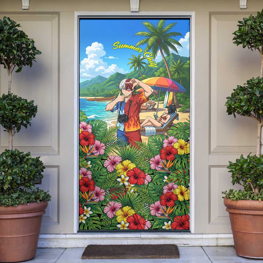 Shoto Todoroki Summer Chill Door Cover Tropical Anime Leisure Scene