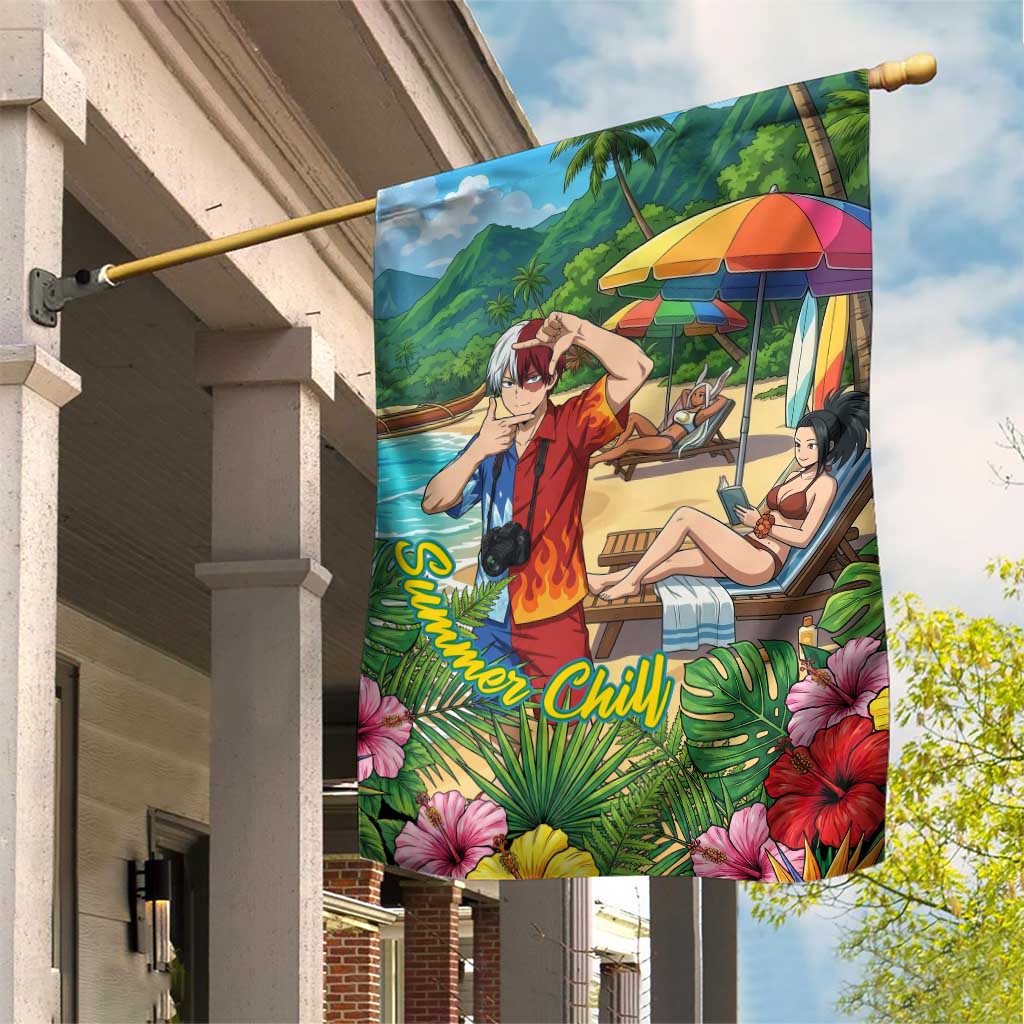 Shoto Todoroki Summer Chill Garden Flag Tropical Anime Leisure Scene