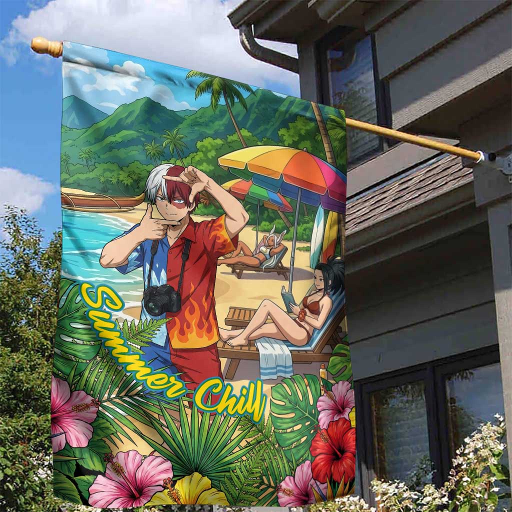 Shoto Todoroki Summer Chill Garden Flag Tropical Anime Leisure Scene