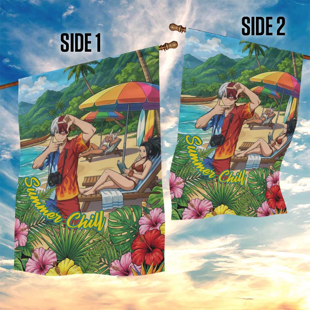 Shoto Todoroki Summer Chill Garden Flag Tropical Anime Leisure Scene