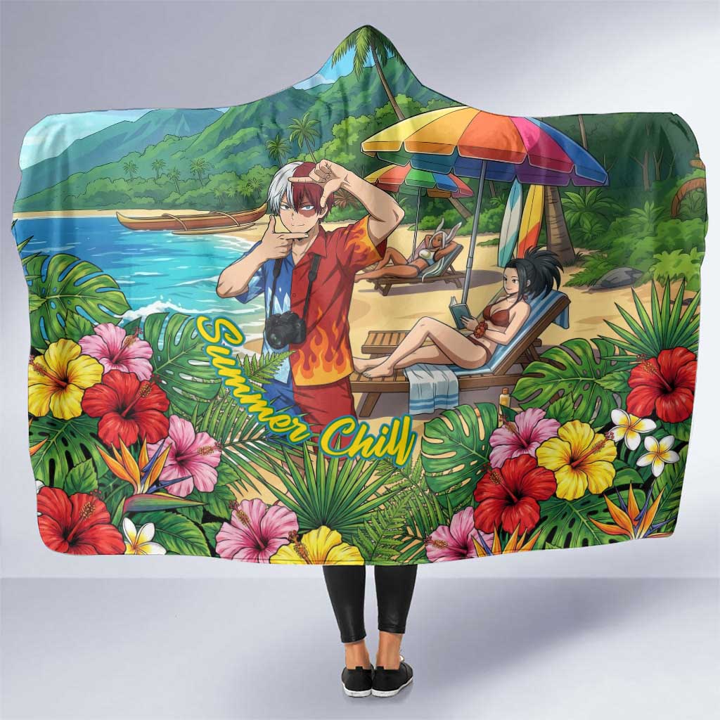 Shoto Todoroki Summer Chill Hooded Blanket Tropical Anime Leisure Scene