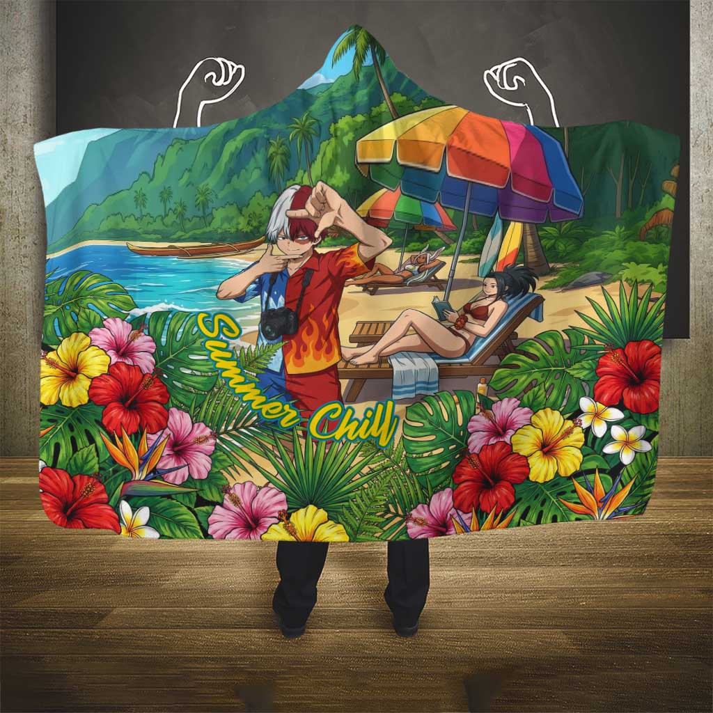 Shoto Todoroki Summer Chill Hooded Blanket Tropical Anime Leisure Scene