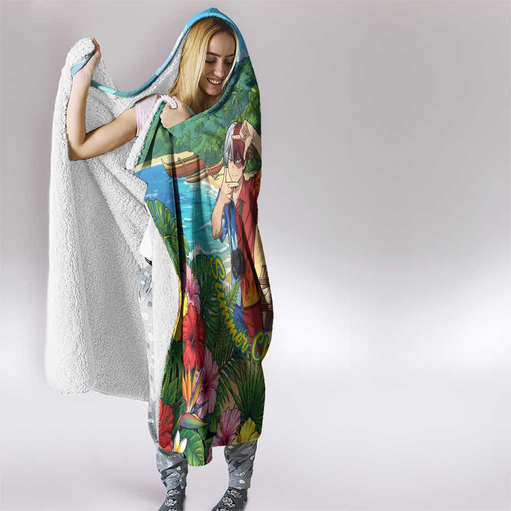 Shoto Todoroki Summer Chill Hooded Blanket Tropical Anime Leisure Scene