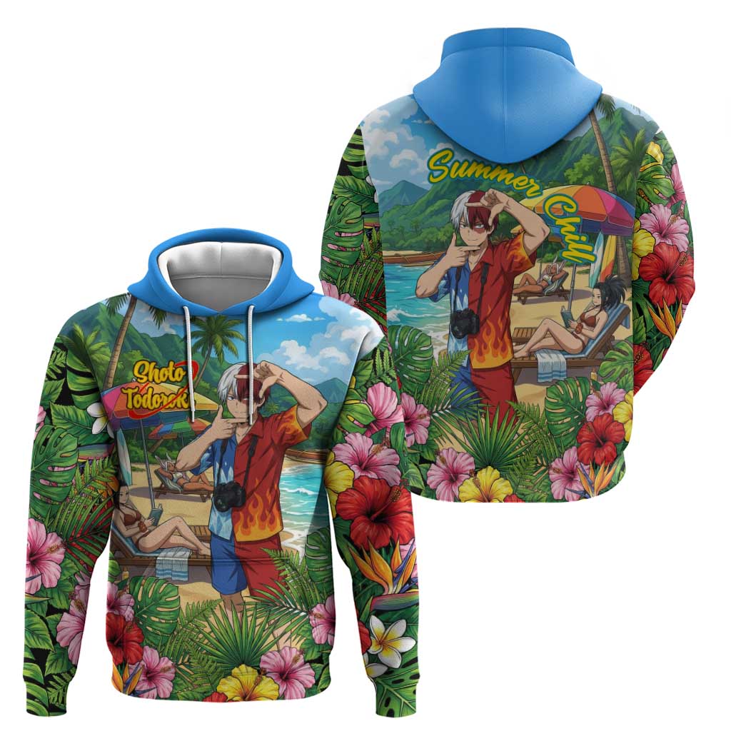 Shoto Todoroki Summer Chill Hoodie Tropical Anime Leisure Scene