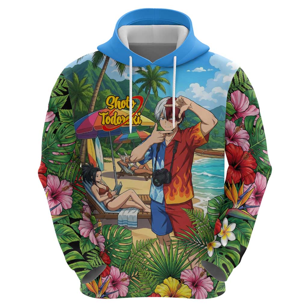 Shoto Todoroki Summer Chill Hoodie Tropical Anime Leisure Scene