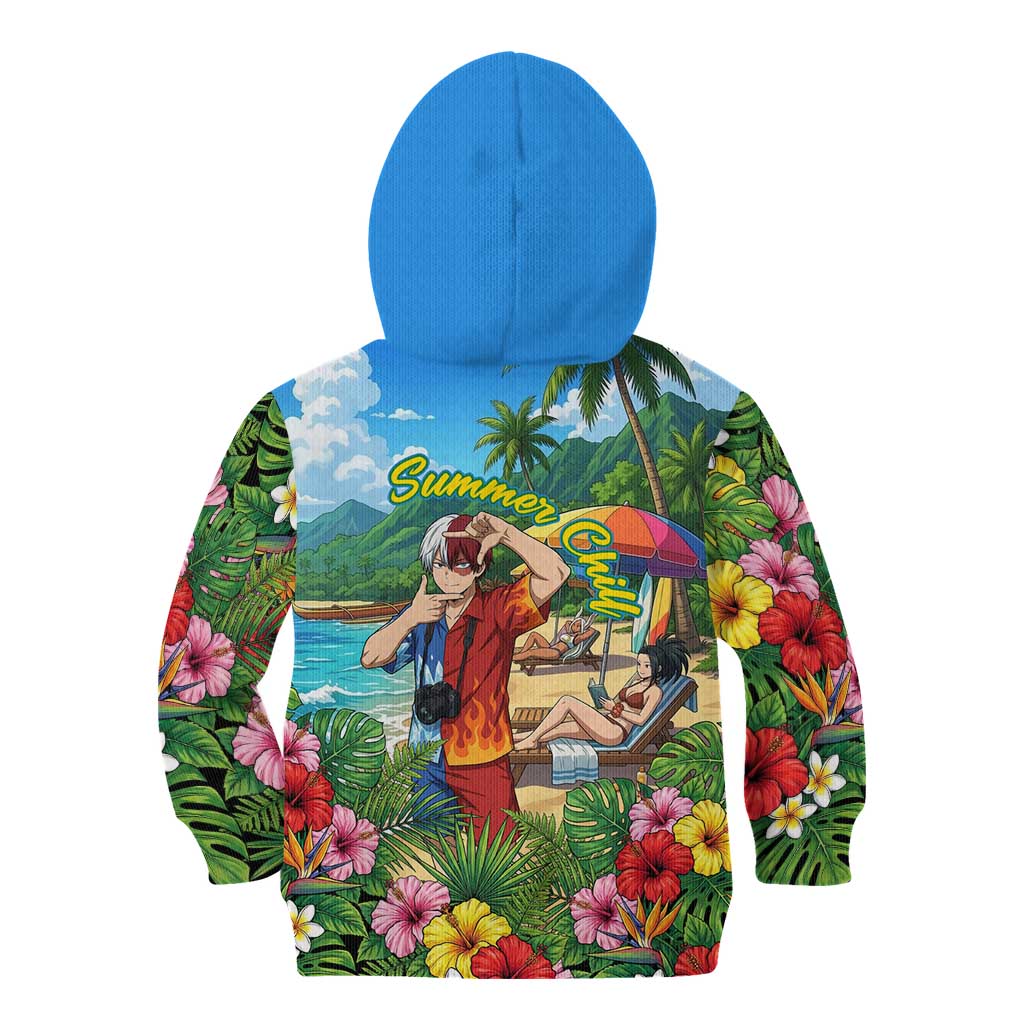 Shoto Todoroki Summer Chill Kid Hoodie Tropical Anime Leisure Scene