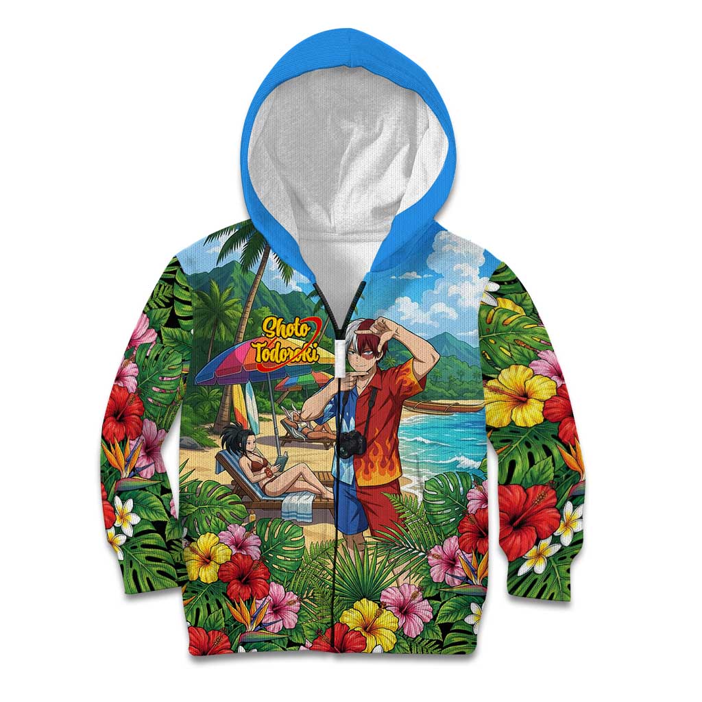Shoto Todoroki Summer Chill Kid Hoodie Tropical Anime Leisure Scene
