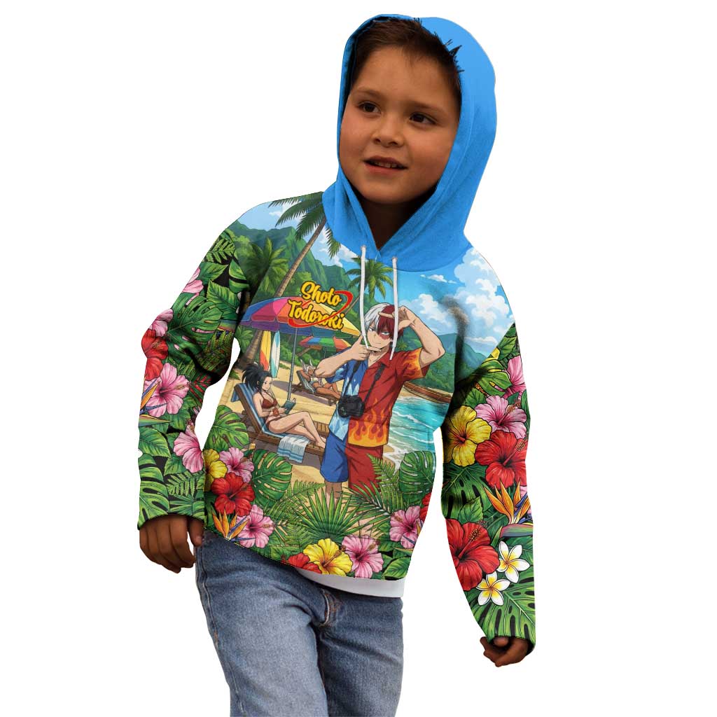 Shoto Todoroki Summer Chill Kid Hoodie Tropical Anime Leisure Scene