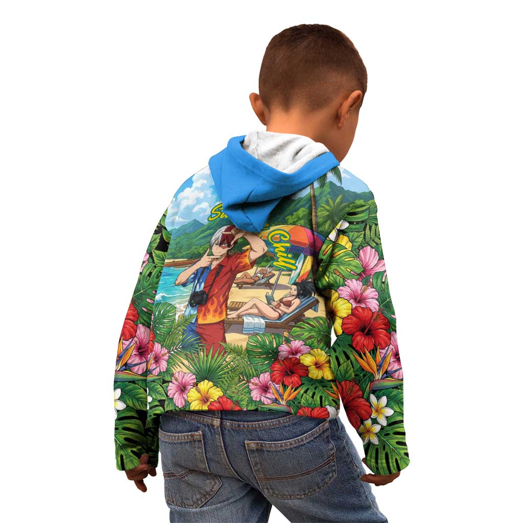 Shoto Todoroki Summer Chill Kid Hoodie Tropical Anime Leisure Scene