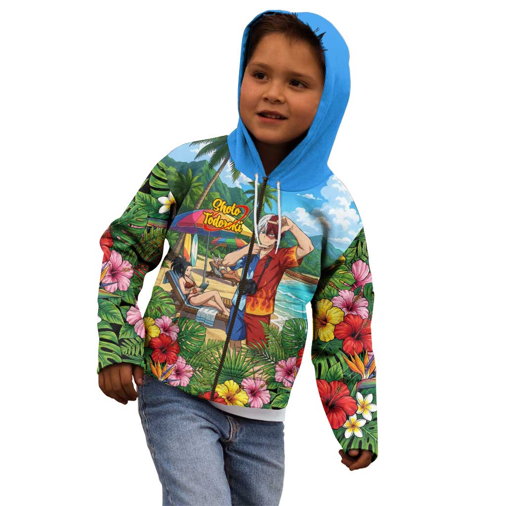 Shoto Todoroki Summer Chill Kid Hoodie Tropical Anime Leisure Scene
