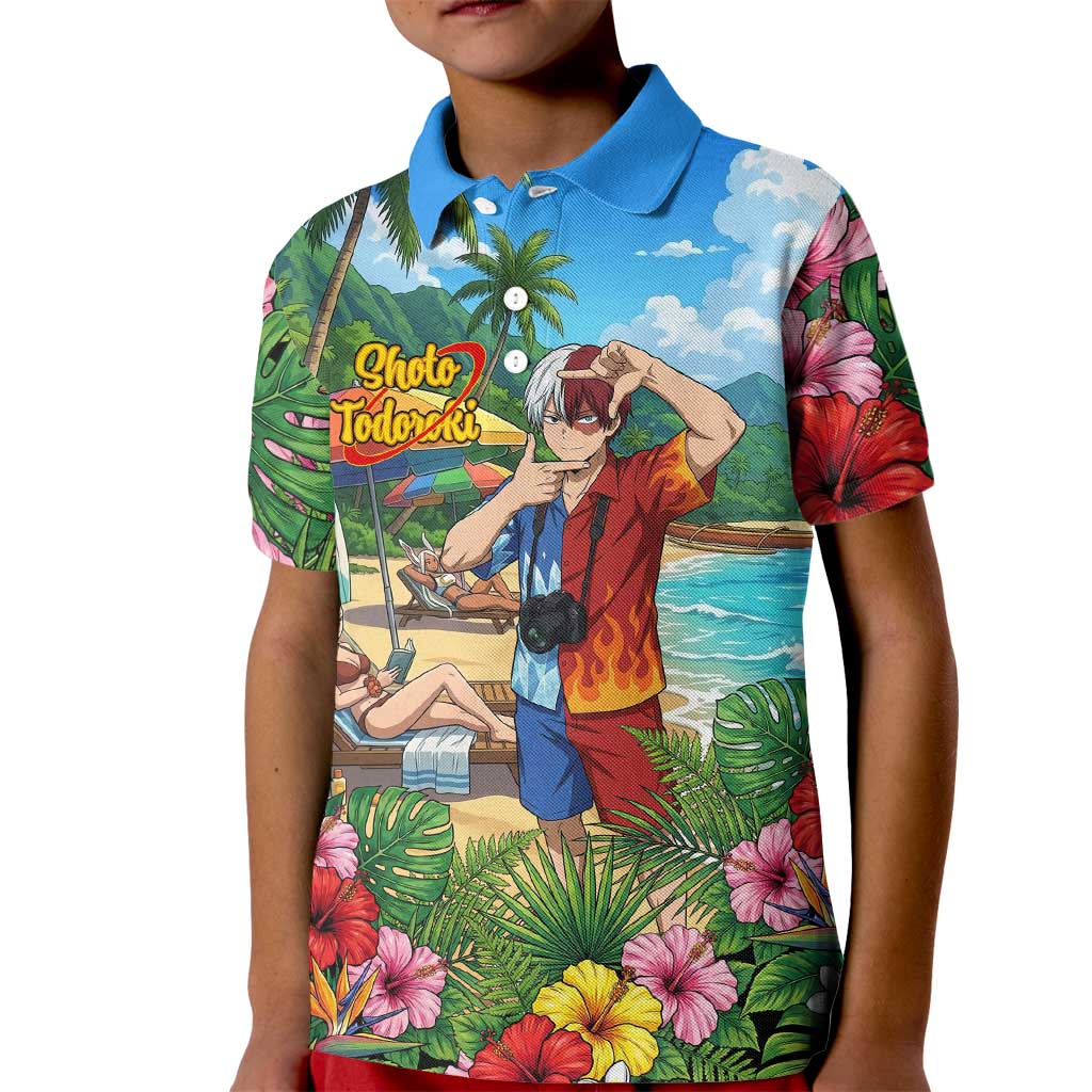 Shoto Todoroki Summer Chill Kid Polo Shirt Tropical Anime Leisure Scene