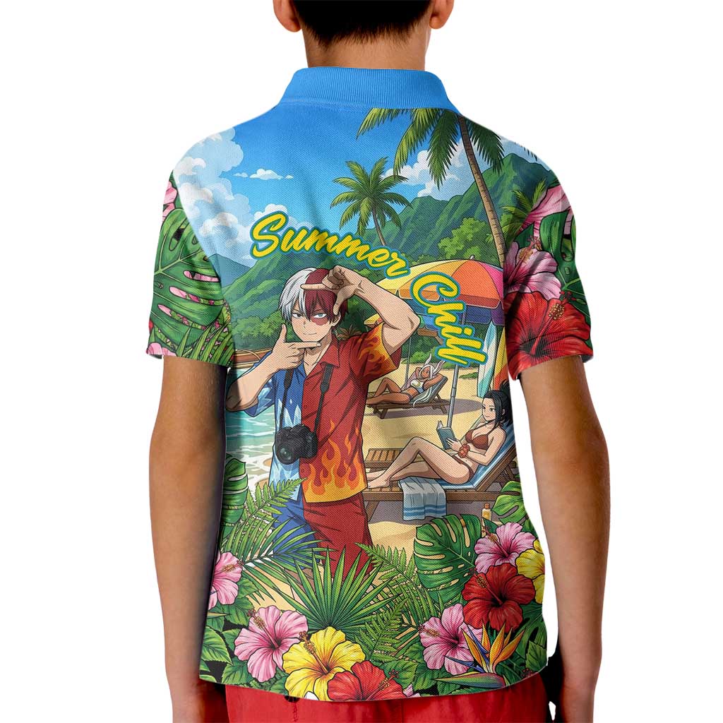 Shoto Todoroki Summer Chill Kid Polo Shirt Tropical Anime Leisure Scene