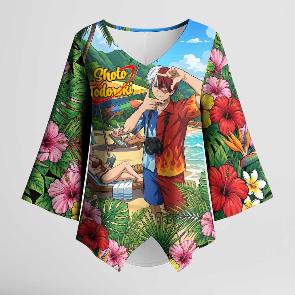 Shoto Todoroki Summer Chill Kimono Sleeve Blouse Tropical Anime Leisure Scene