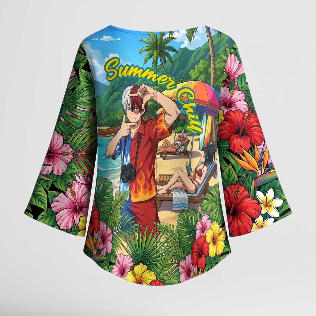 Shoto Todoroki Summer Chill Kimono Sleeve Blouse Tropical Anime Leisure Scene