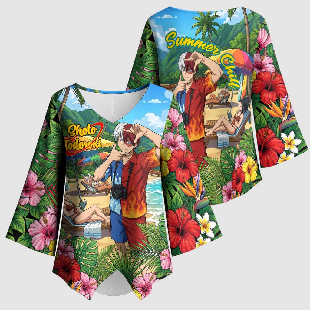 Shoto Todoroki Summer Chill Kimono Sleeve Blouse Tropical Anime Leisure Scene