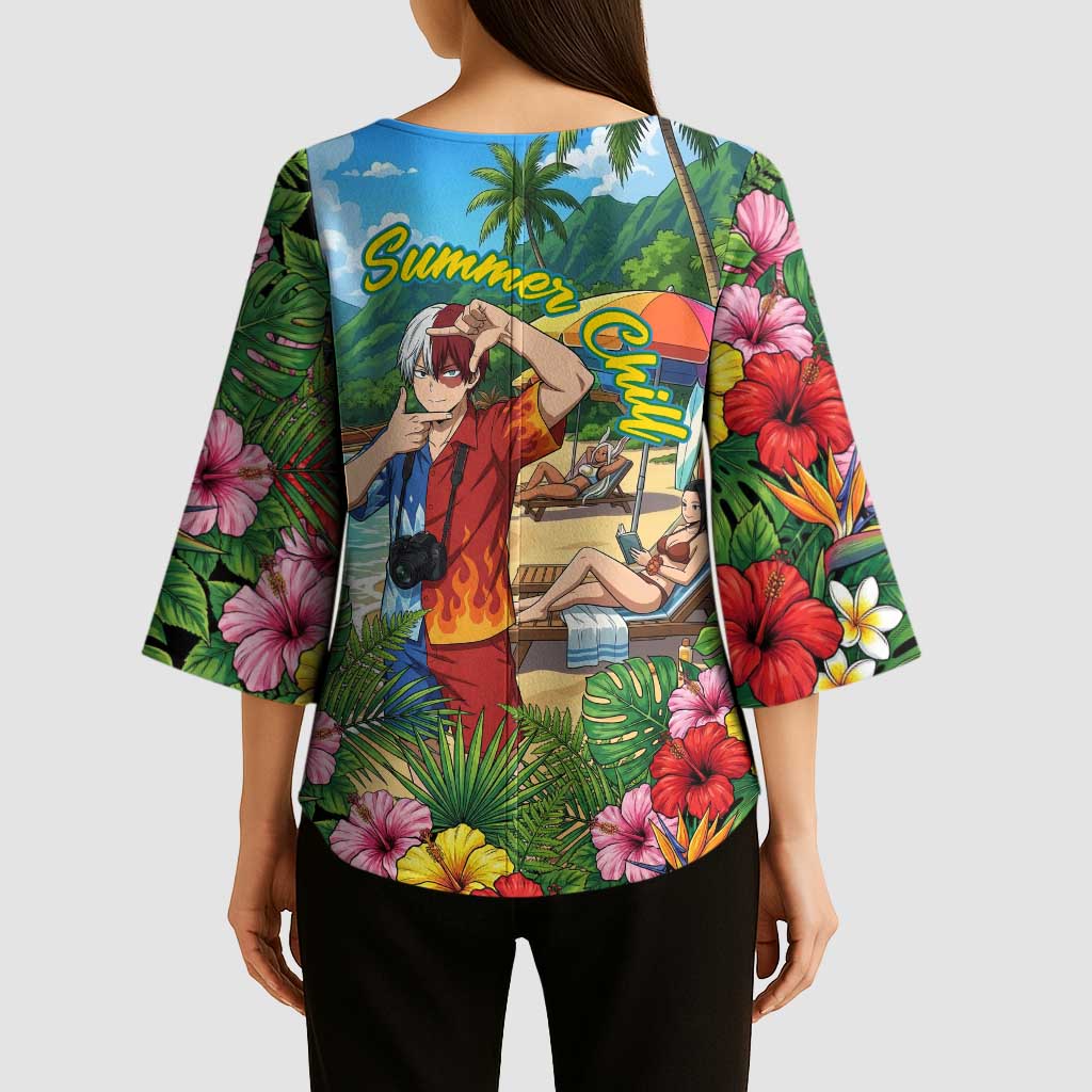 Shoto Todoroki Summer Chill Kimono Sleeve Blouse Tropical Anime Leisure Scene
