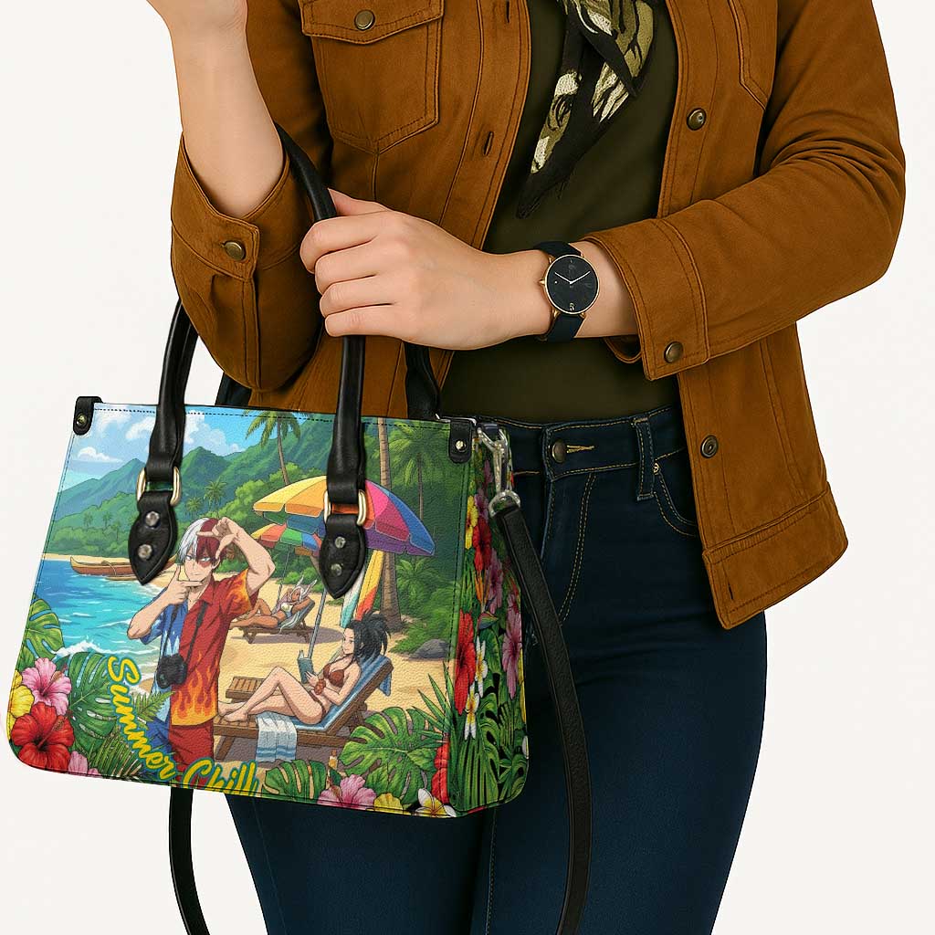 Shoto Todoroki Summer Chill Leather Bag Tropical Anime Leisure Scene