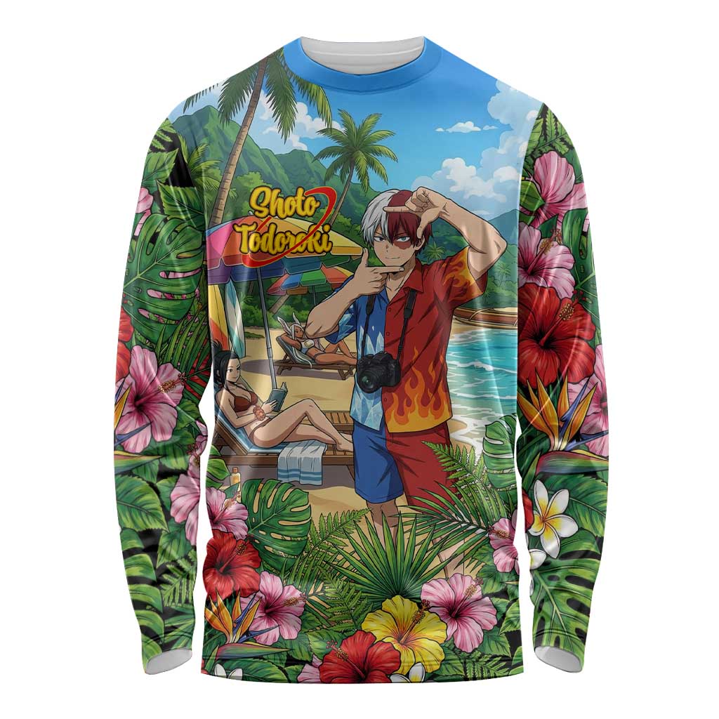 Shoto Todoroki Summer Chill Long Sleeve Shirt Tropical Anime Leisure Scene