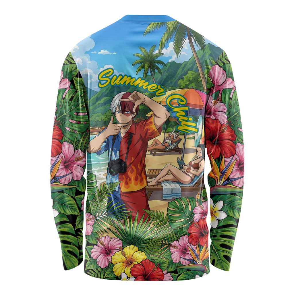 Shoto Todoroki Summer Chill Long Sleeve Shirt Tropical Anime Leisure Scene